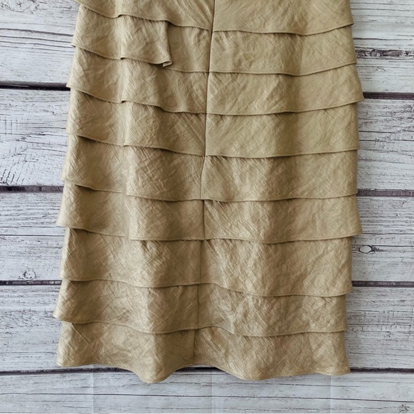 London Times Champagne Shimmer Tiered Ruffles Sleeveless Sheath Dress Size 6 NWT - Picture 13 of 13